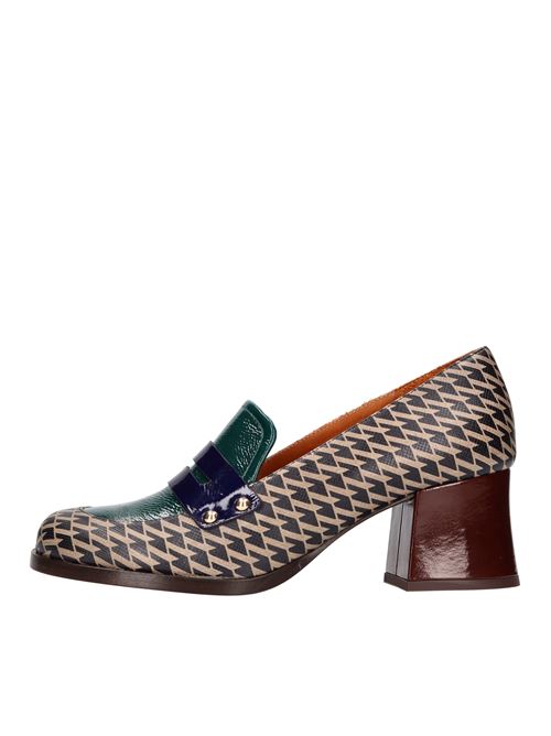 TADEO model décolleté in leather with geometric pattern CHIE MIHARA | TADEOMARRONE